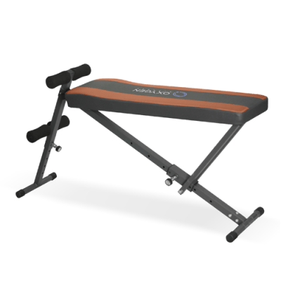 Скамья для пресса Oxygen Reg Sit Up Board Скамья для пресса Oxygen Reg Sit Up Board Универсальная скамья, идеально подходит для тренировки пресса и выполнения различных упражнений с гантелями.
Складная конструкция.
5 положений угла наклона, комфортабельная упругая спинка.
Максимальный вес пользователя 120 кг.