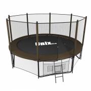 Батут Unix Line 12 ft outside (3,66 м) Black&Brown с сеткой и лестницей